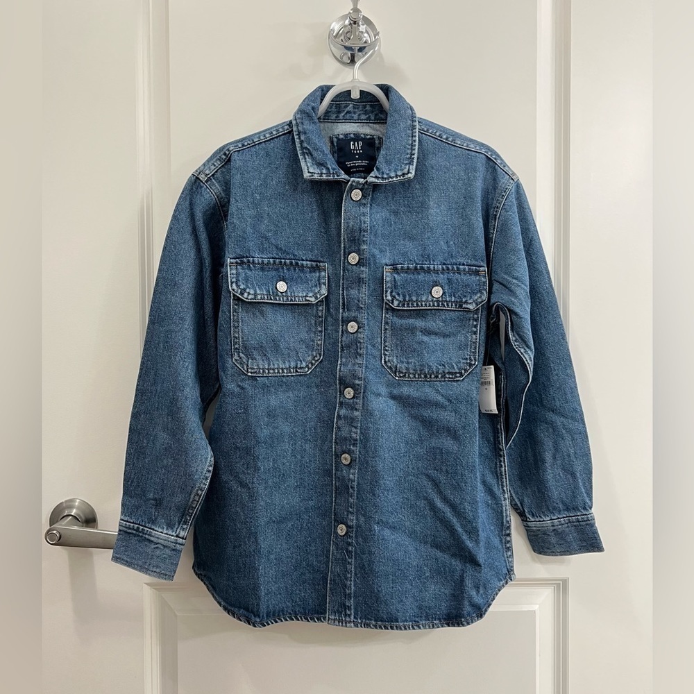 Gap Oversized Denim Shirt Jacket with Washwell (Size 12)